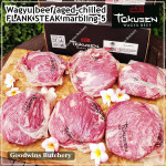 Beef FLANK STEAK Wagyu Tokusen marbling <=5 aged 2pcs/pack +/-1.6kg (price/kg) FROZEN IN STOCK